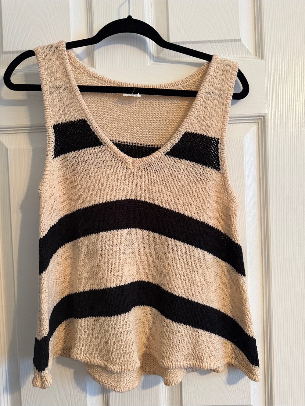 By Together Cream and Black Striped Knit Tank Top